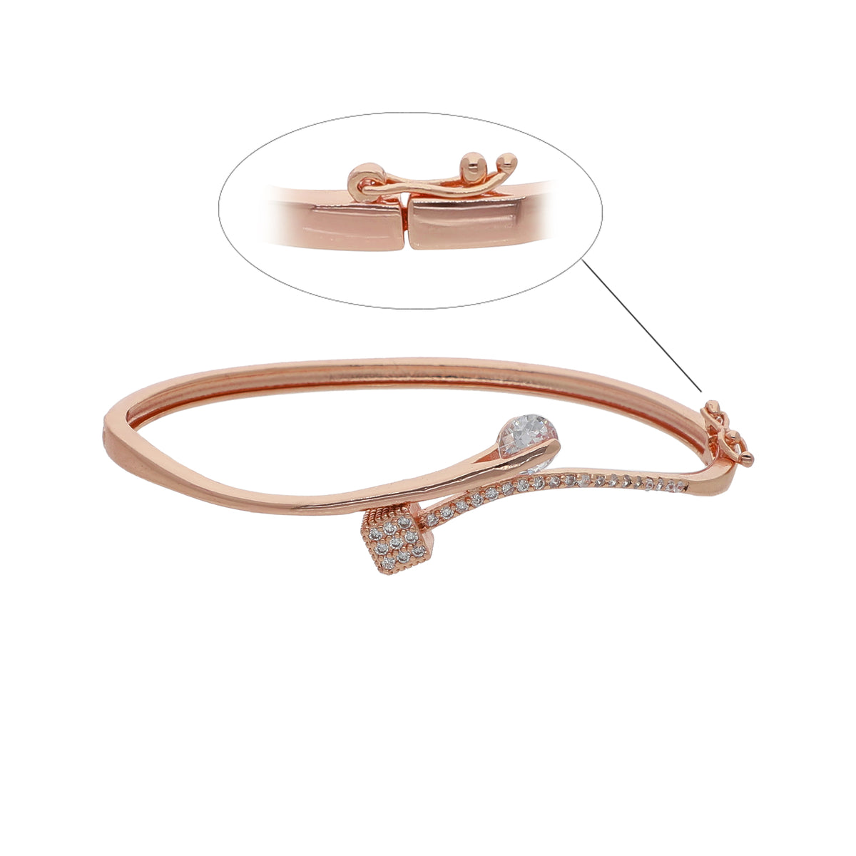 Gold Plated Delicate Kada Cubic Zirconia Bracelet