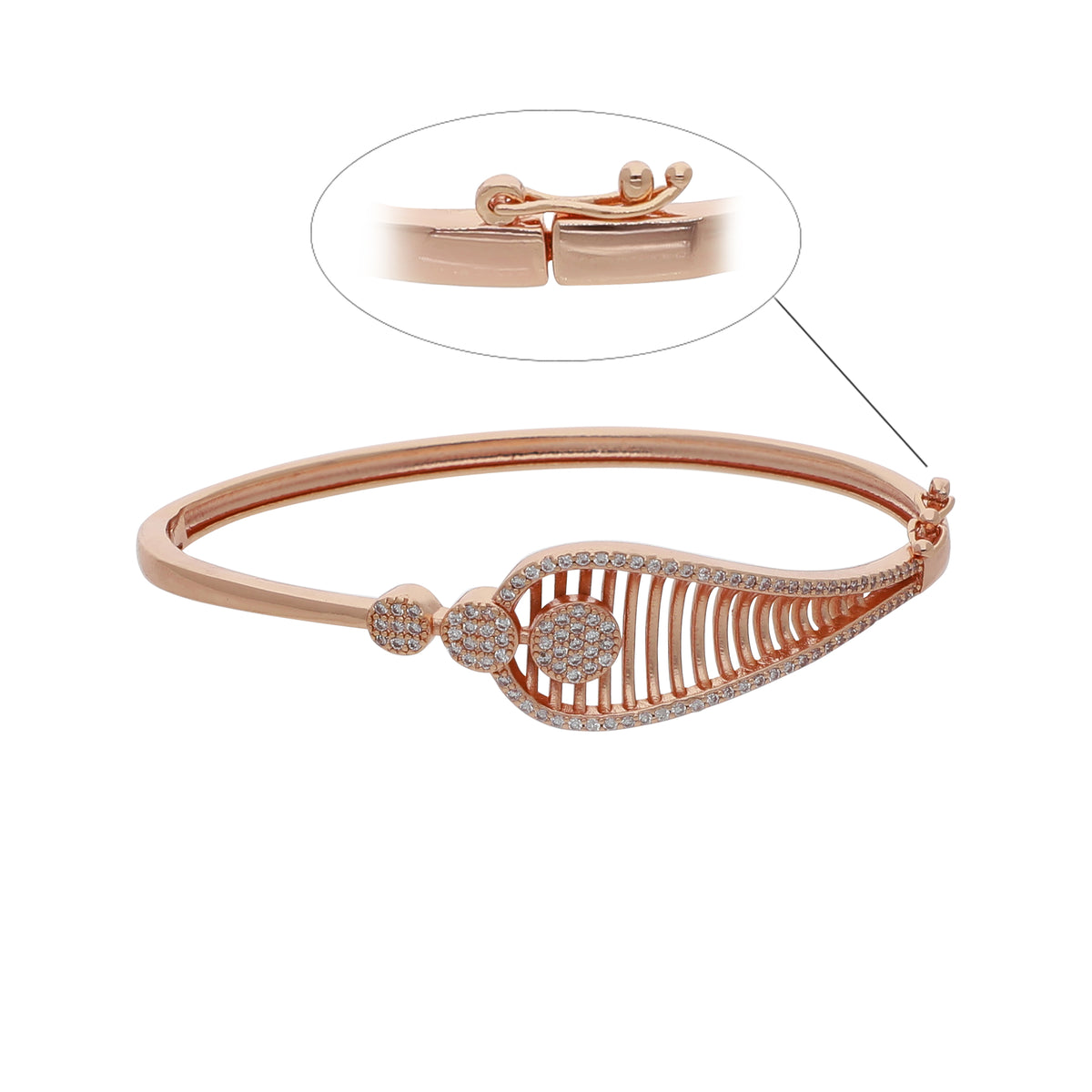 Gold Plated Statement Kada Cubic Zirconia Bracelet