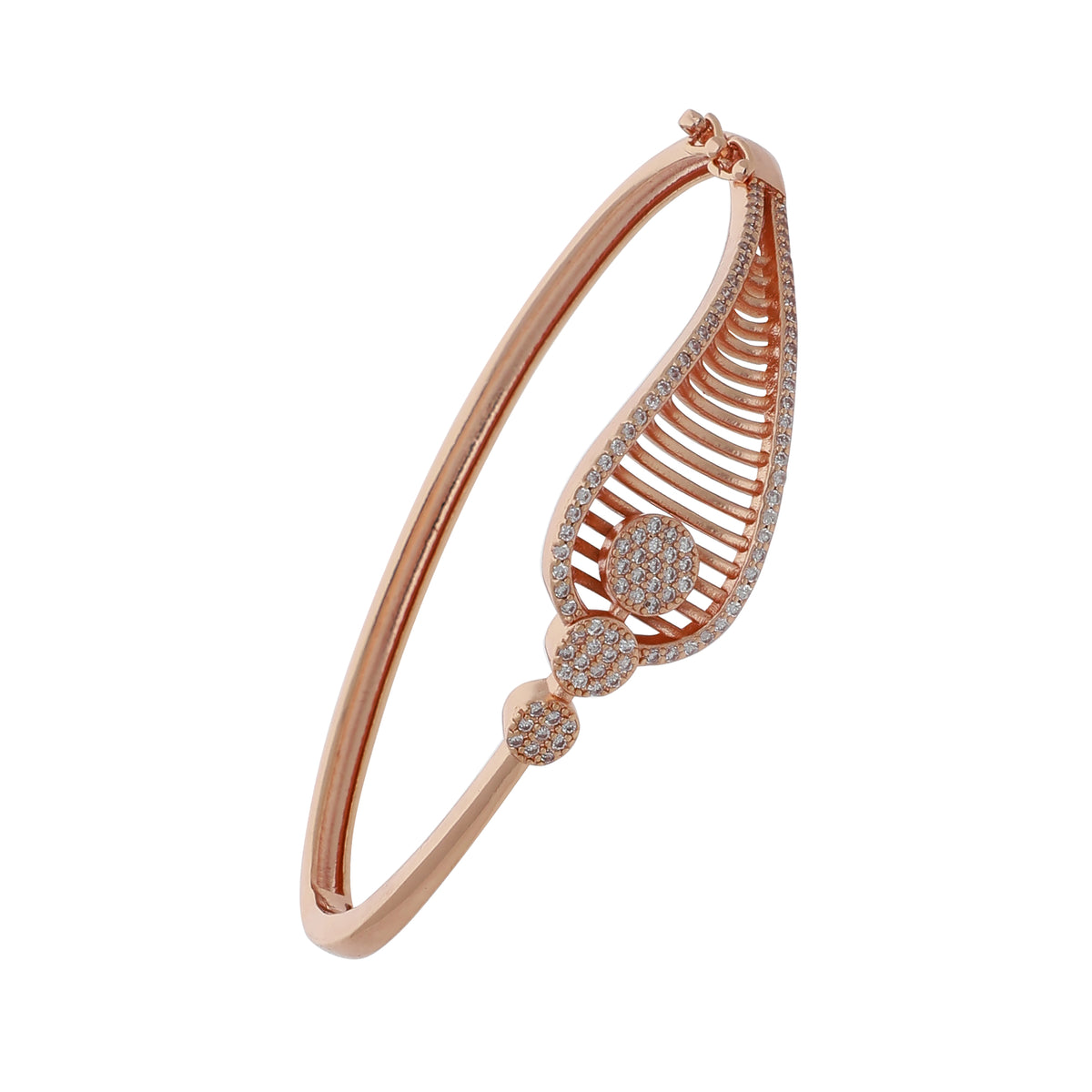 Gold Plated Statement Kada Cubic Zirconia Bracelet