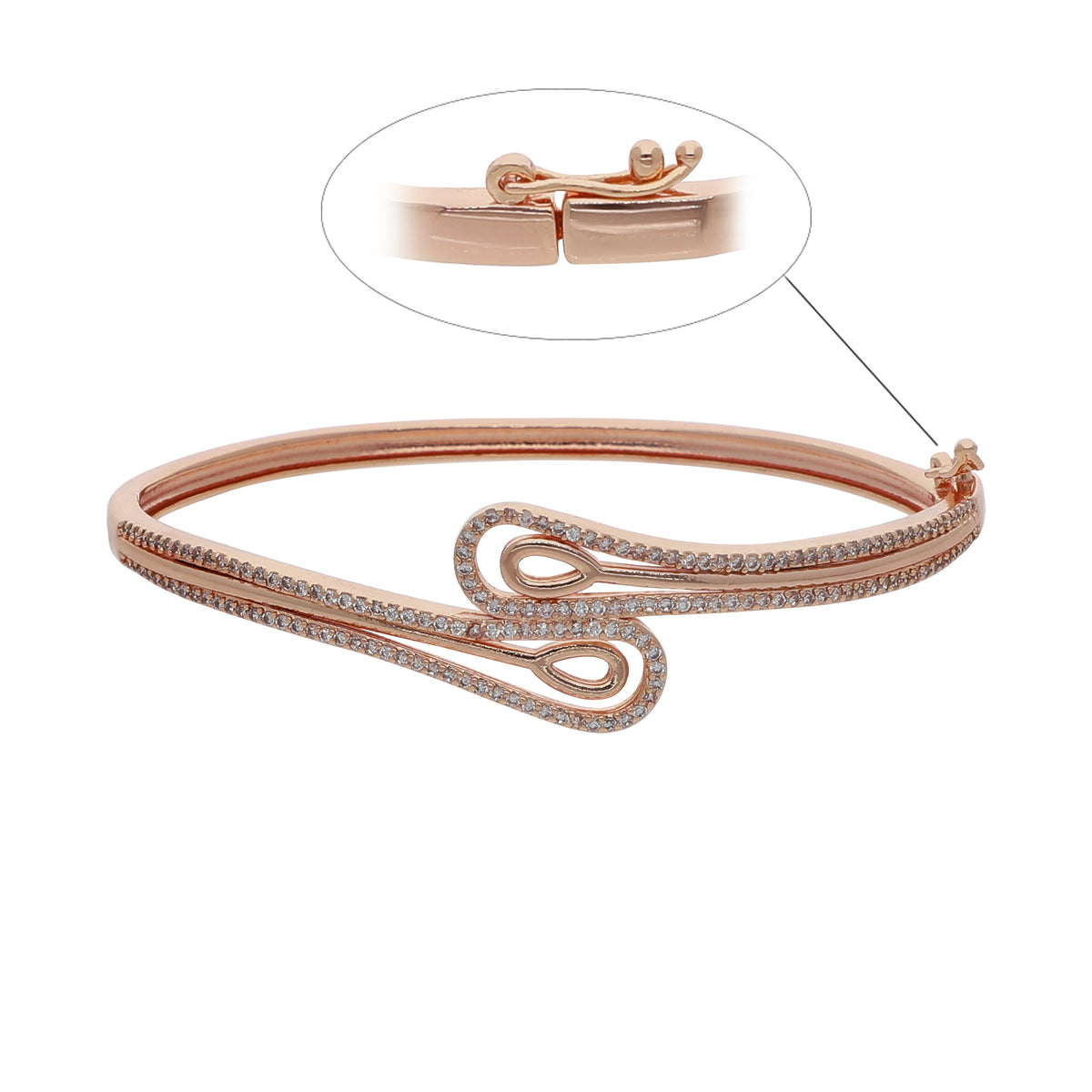 Gold Plated Modern Kada Cubic Zirconia Bracelet