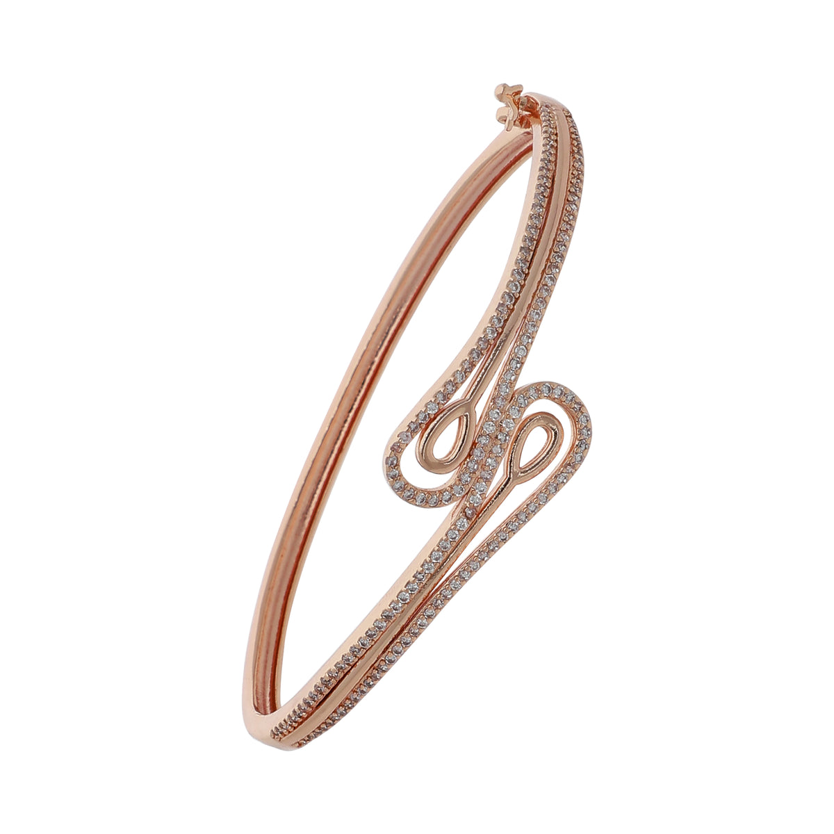 Gold Plated Modern Kada Cubic Zirconia Bracelet