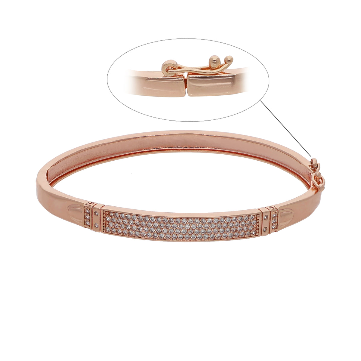Gold Plated Pretty Kada Cubic Zirconia Bracelet