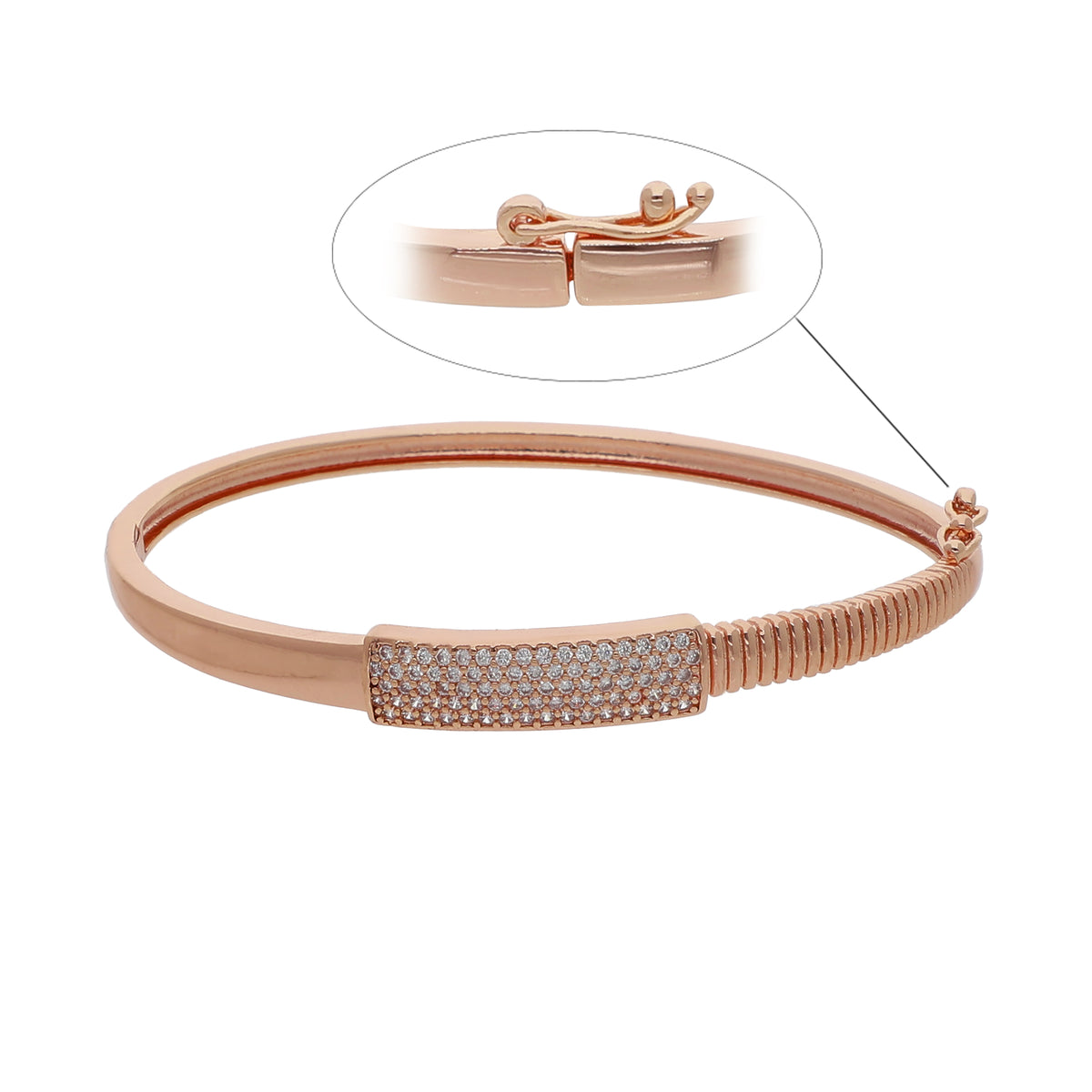 Gold Plated Chic Kada Cubic Zirconia Bracelet