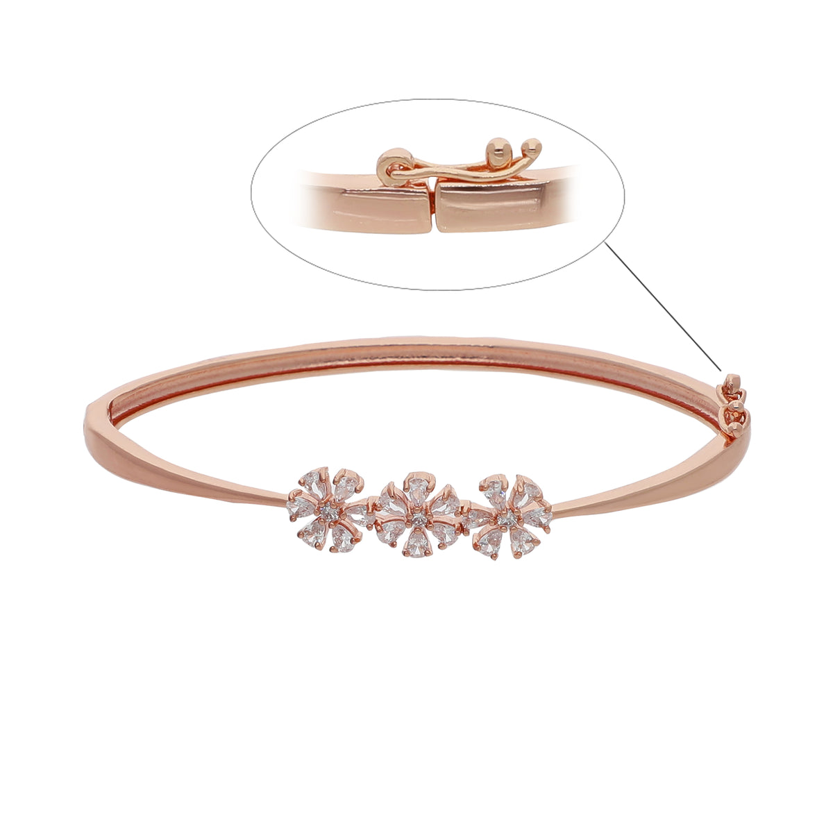 Gold Plated Delicate Kada Cubic Zirconia Bracelet