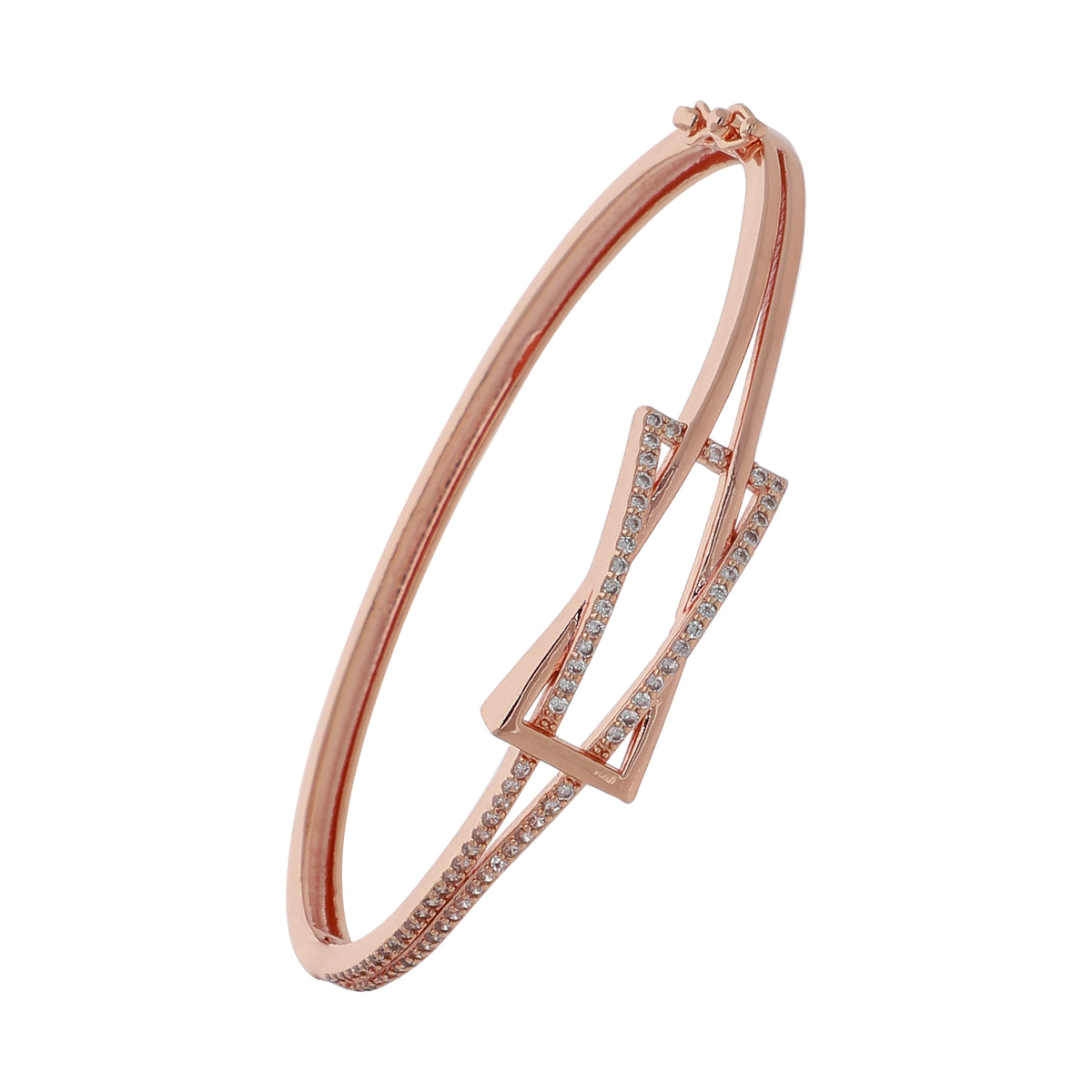 Gold Plated Statement Kada Cubic Zirconia Bracelet