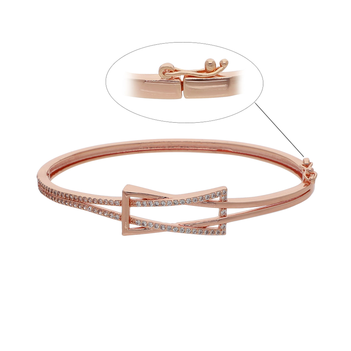 Gold Plated Statement Kada Cubic Zirconia Bracelet
