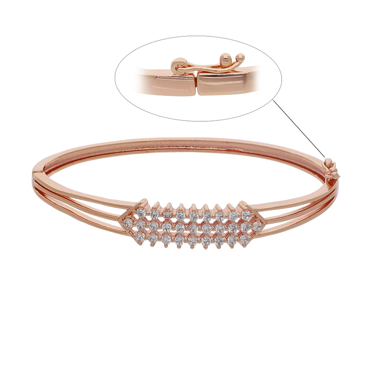 Gold Plated Modern Kada Cubic Zirconia Bracelet
