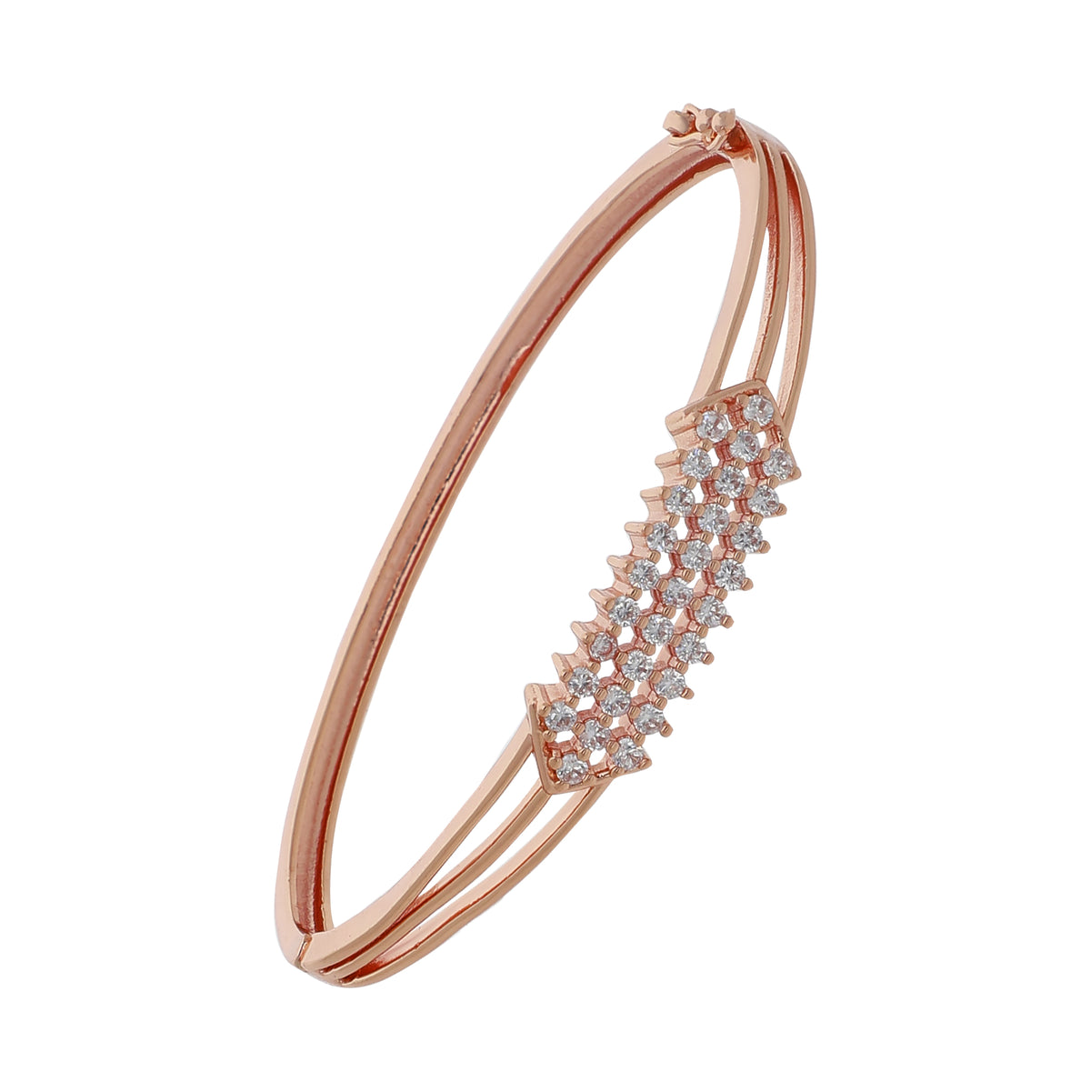 Gold Plated Modern Kada Cubic Zirconia Bracelet
