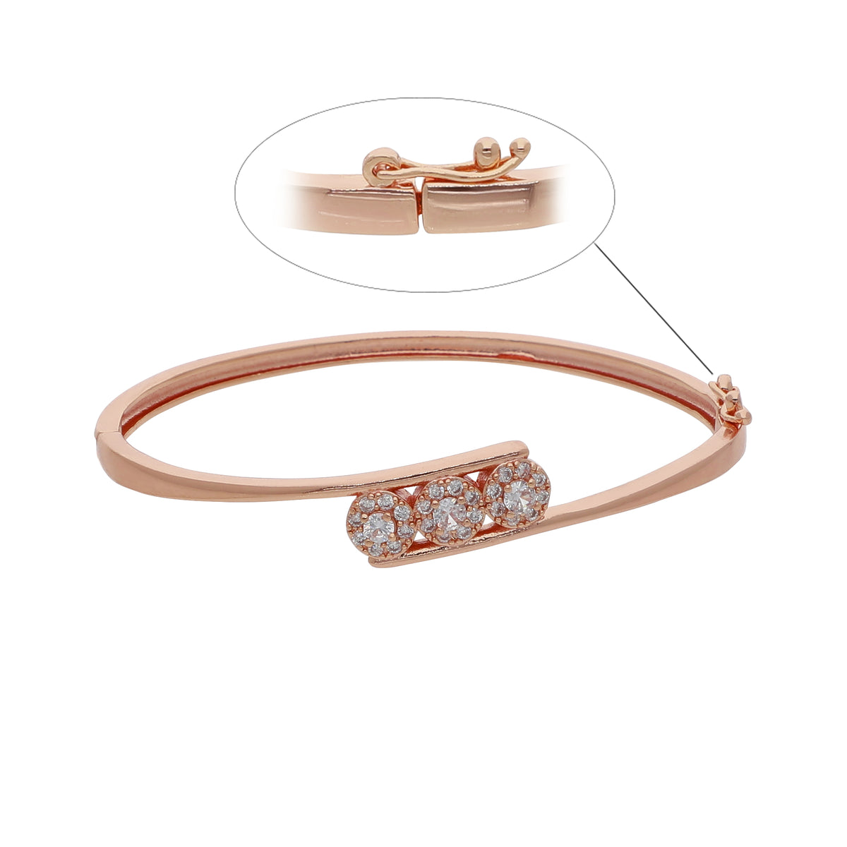 Gold Plated Classic Kada Cubic Zirconia Bracelet