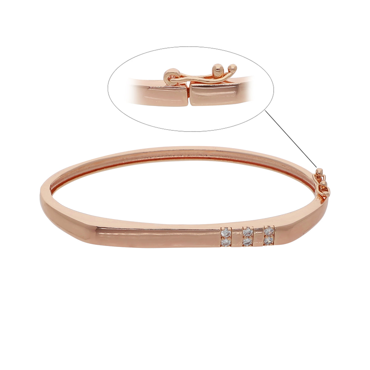 Gold Plated Chic Kada Cubic Zirconia Bracelet