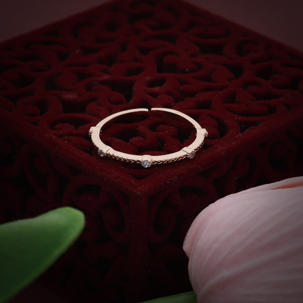 Rose Gold Floral Crystal Ring