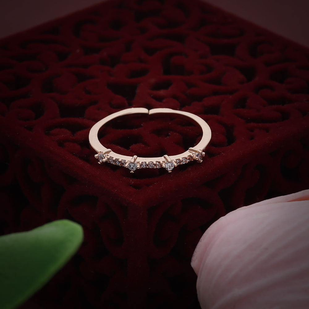 Rose Gold Crystal Curve Ring