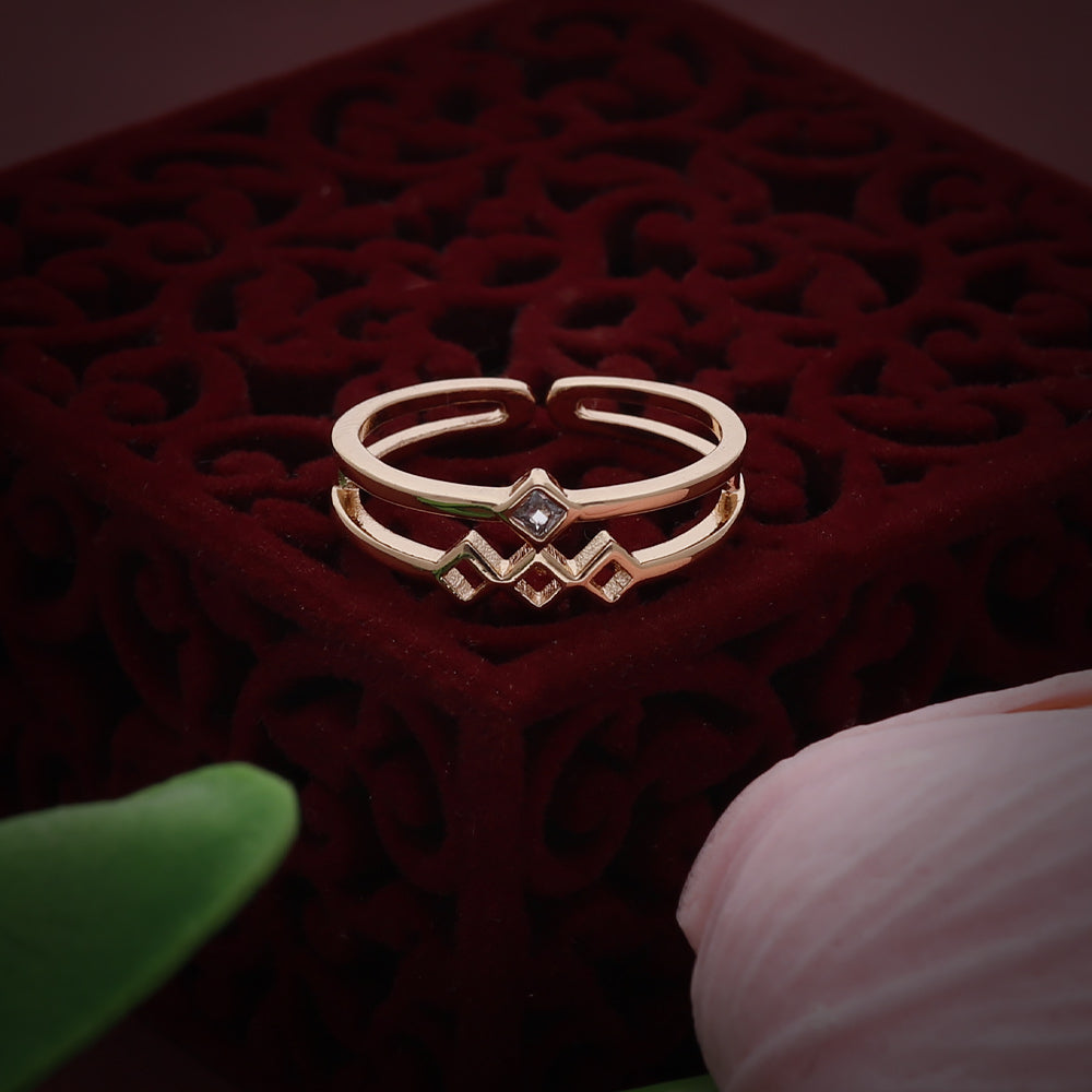 Rose Gold Crystal Edge Ring