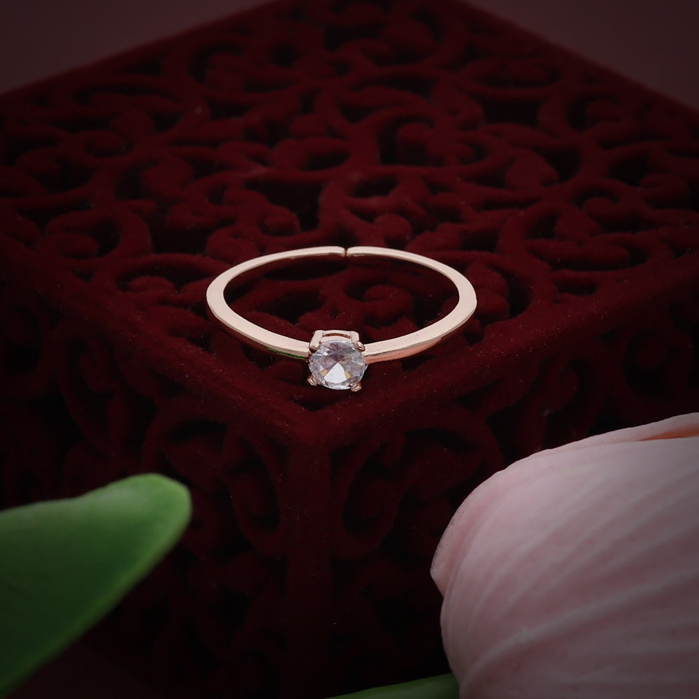 Rose Gold Petal Crystal Ring