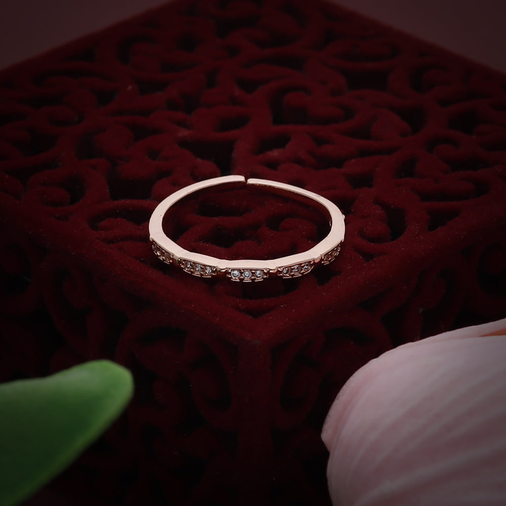 Rose Gold Beaded Wave Ring