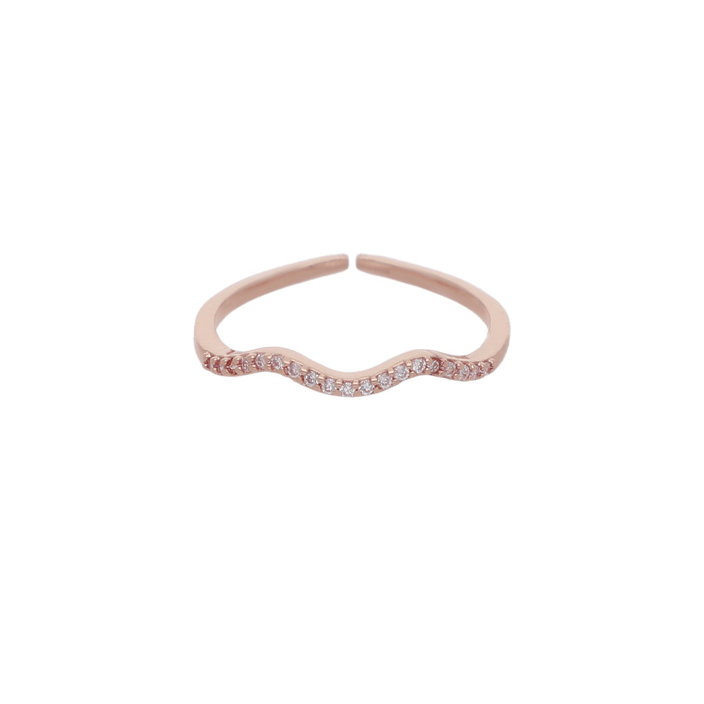 Rose Gold Textured Wave Ring