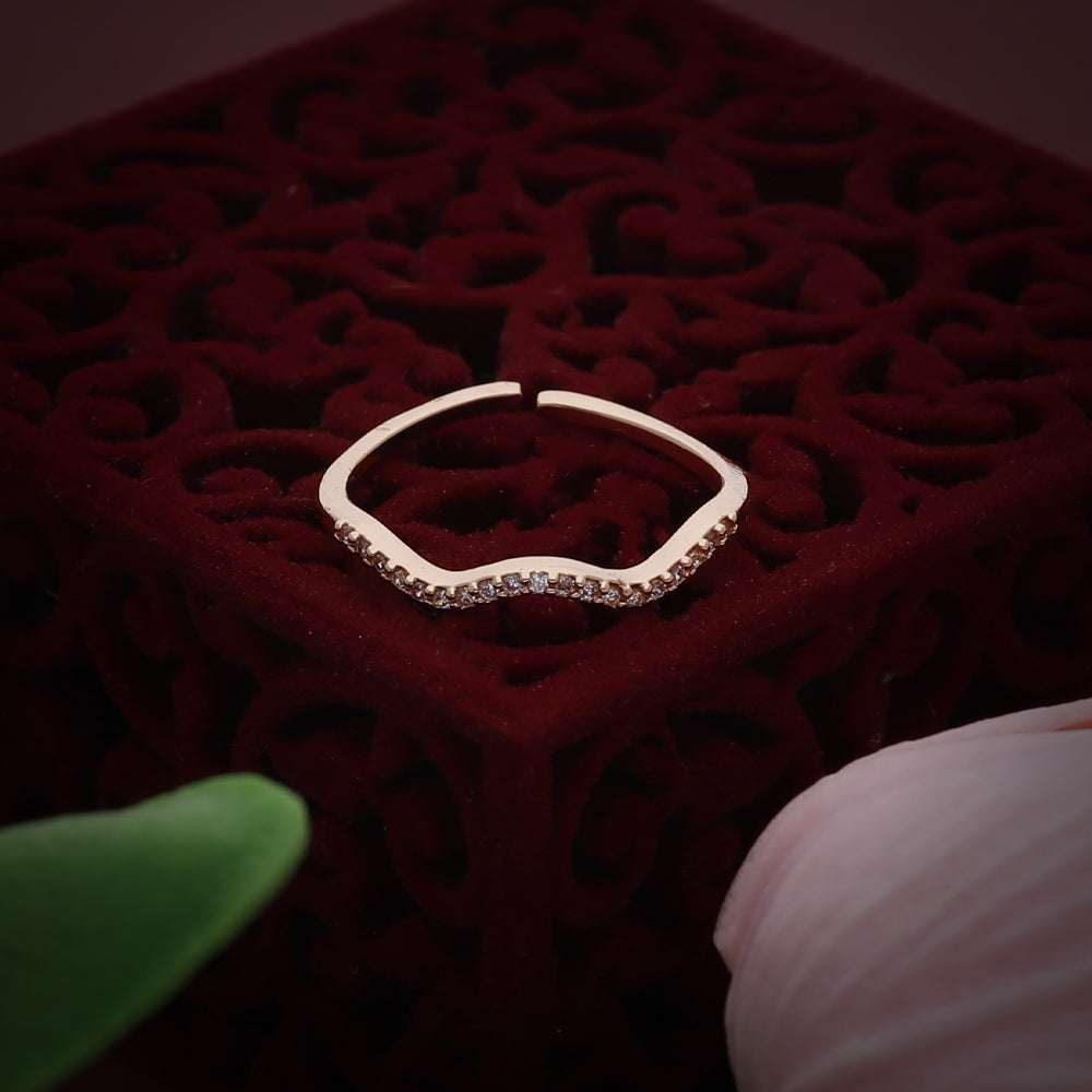 Rose Gold Textured Wave Ring