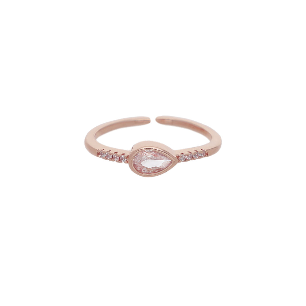 Rose Gold Minimal Crystal Band Design Ring