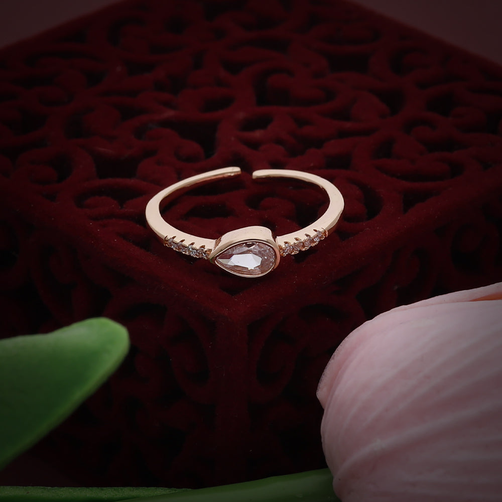 Rose Gold Minimal Crystal Band Design Ring