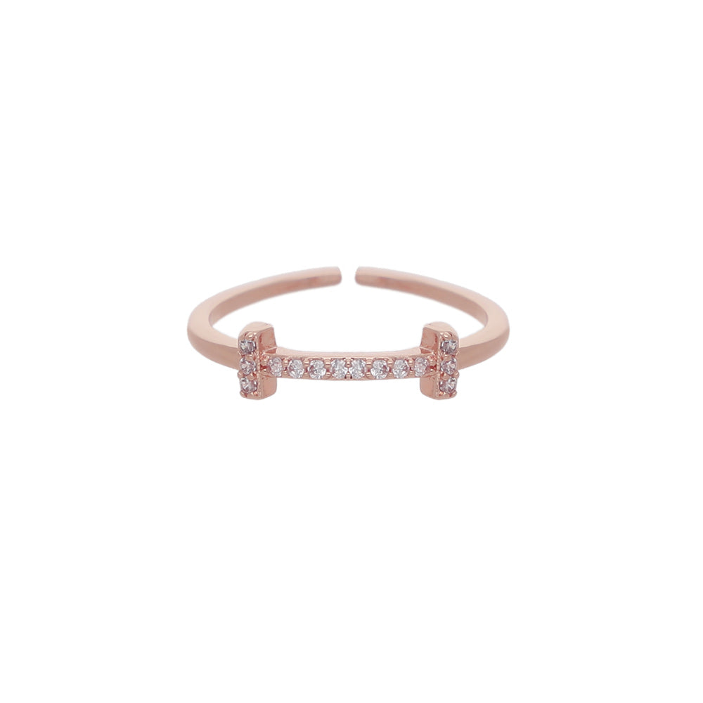 Rose Gold Cross Accent Design Ring