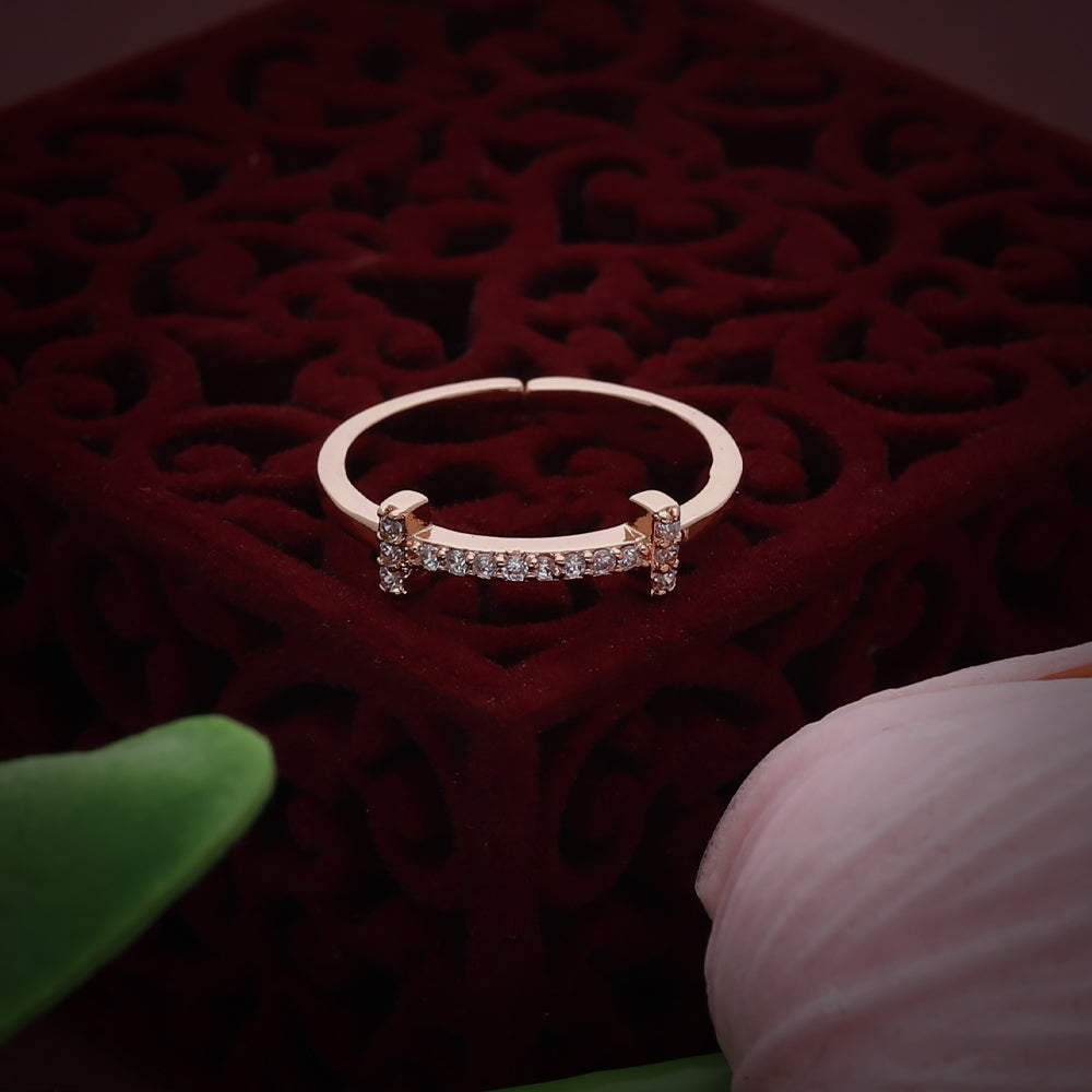 Rose Gold Cross Accent Design Ring