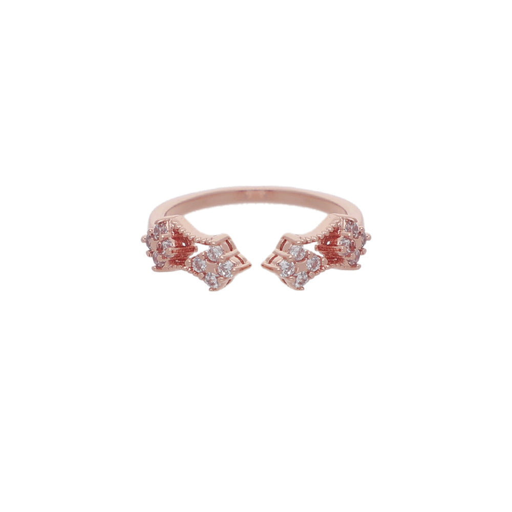 Rose Gold Floral Crystal Design Ring