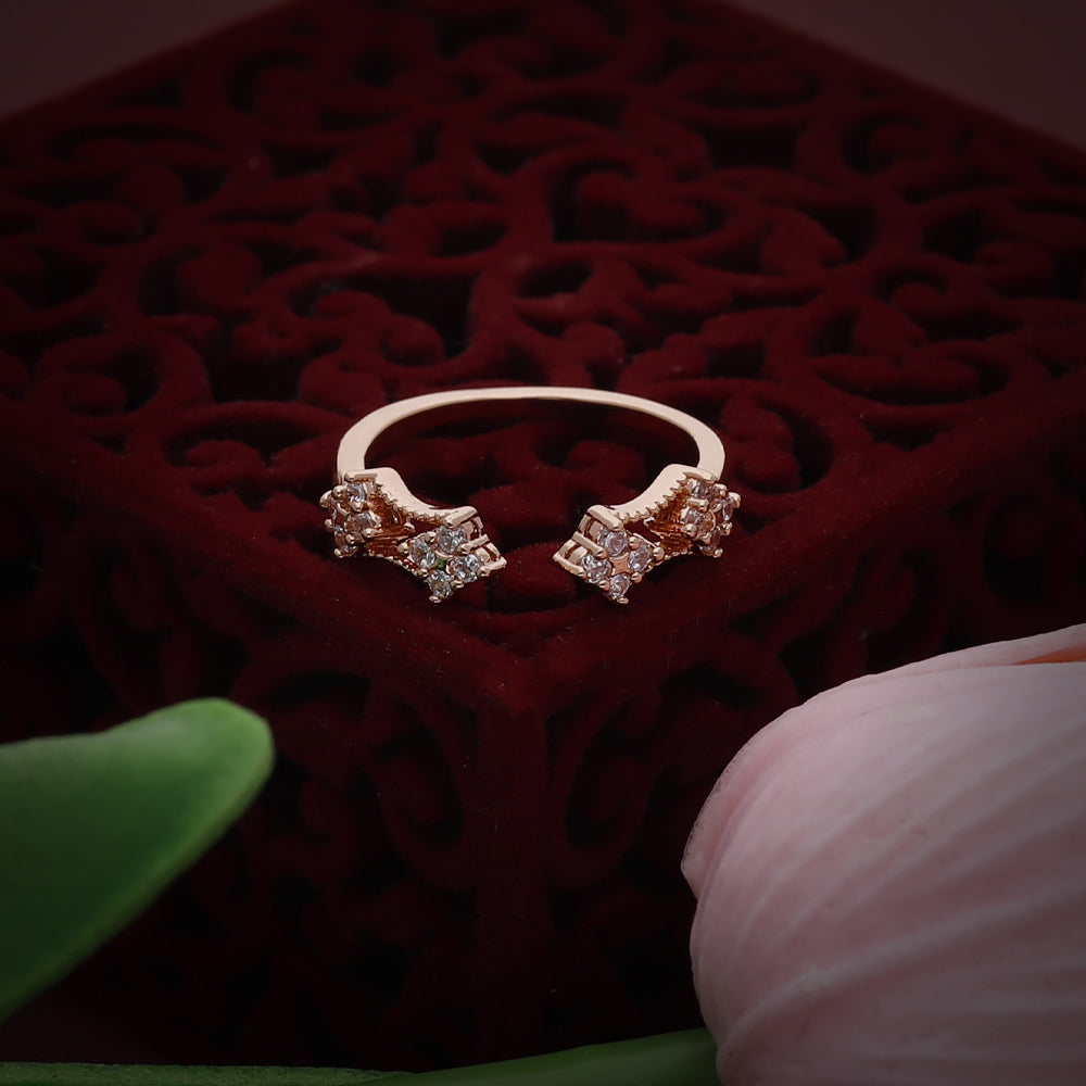 Rose Gold Floral Crystal Design Ring