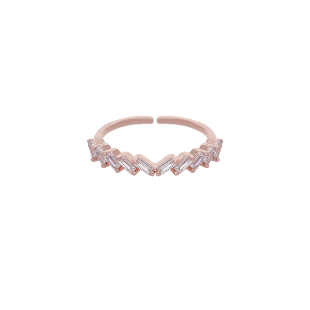 Rose Gold Crystal Curve Design Ring