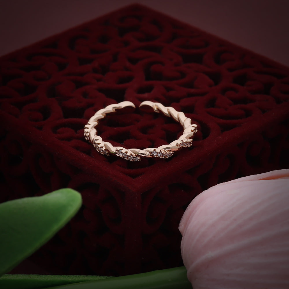 Rose Gold Open Leaf Design Ring