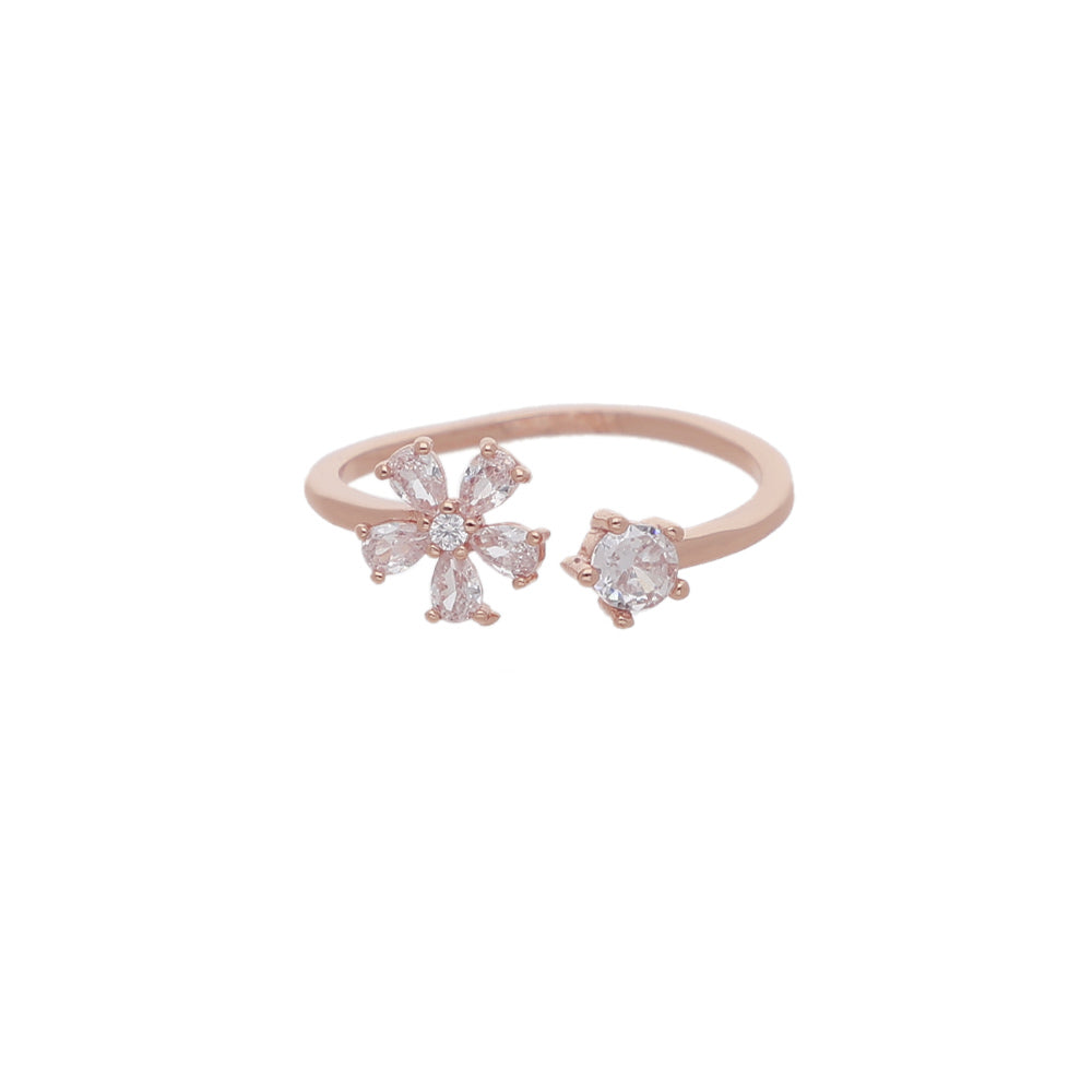 Rose Gold Crystal Edge Design Ring