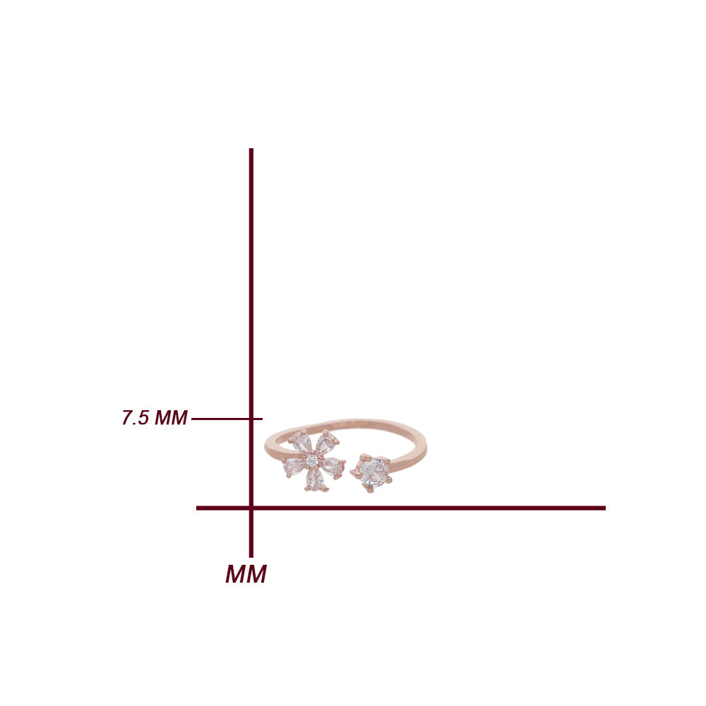 Rose Gold Crystal Edge Design Ring