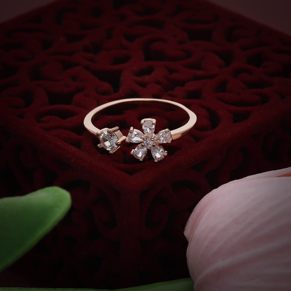 Rose Gold Crystal Edge Design Ring