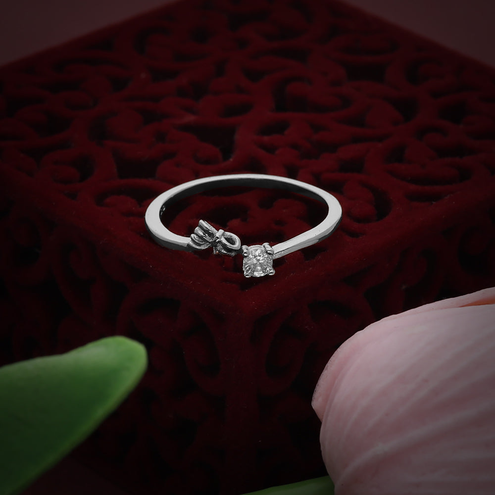 Silver Crystal Accent Design Ring