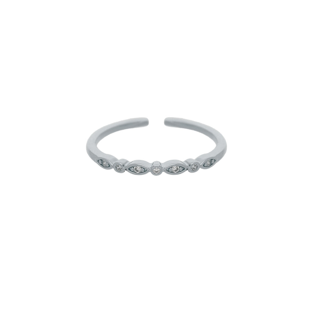 Silver Leaf Curve Design Ring