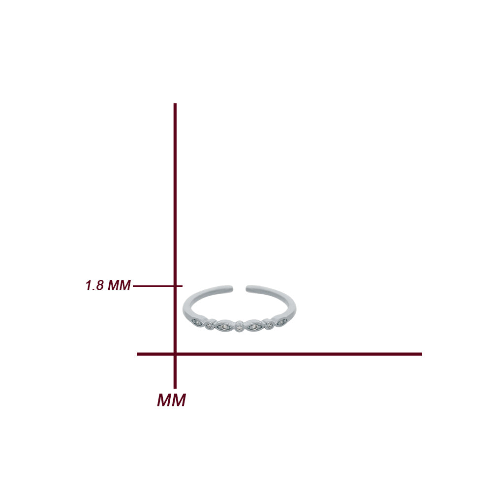 Silver Leaf Curve Design Ring