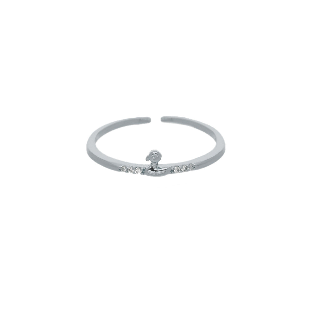 Silver Crystal Bow Design Ring