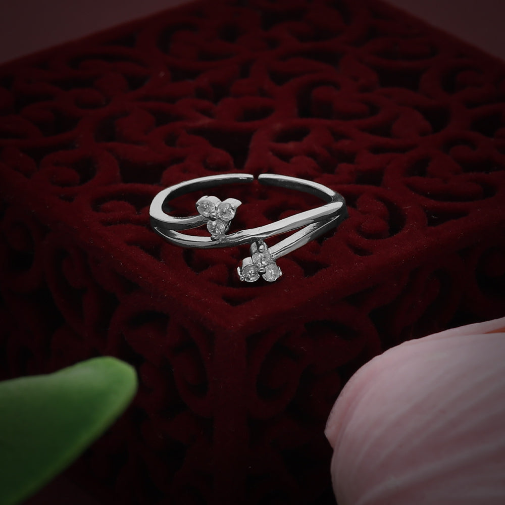 Silver Open Bow Design Ring
