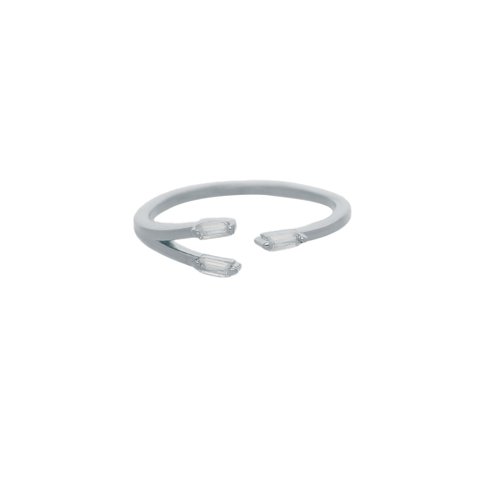 Silver Double Leaf Design Ring
