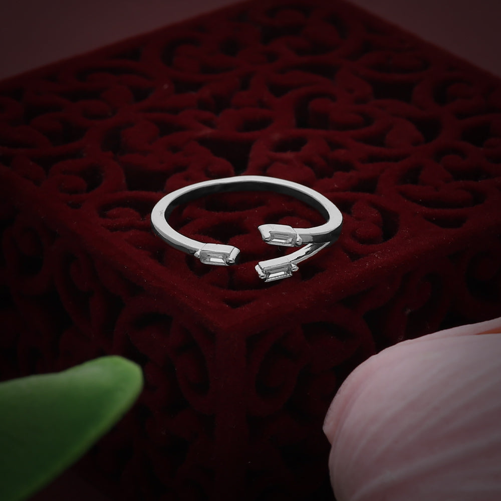 Silver Double Leaf Design Ring
