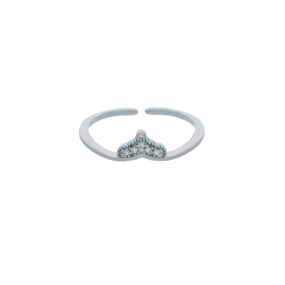 Silver Crystal Line Design Ring
