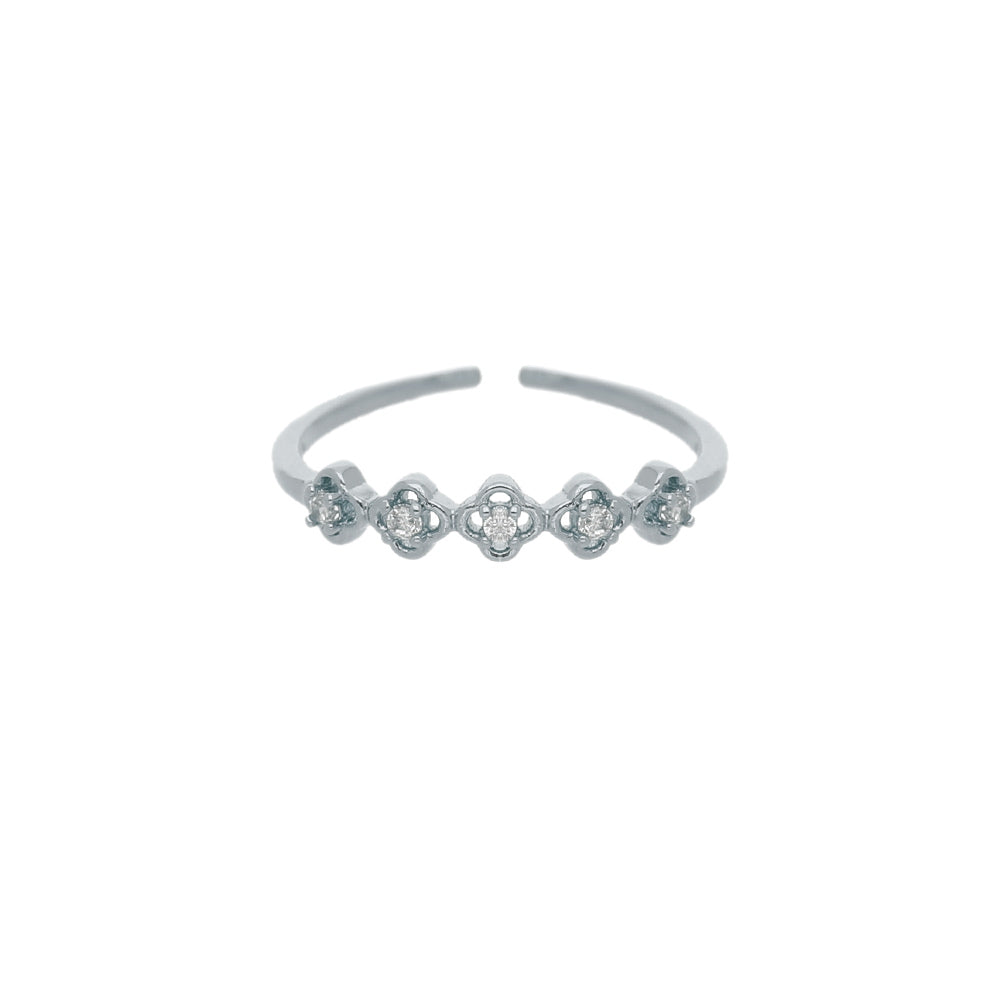 Silver Open Crystal Design Ring