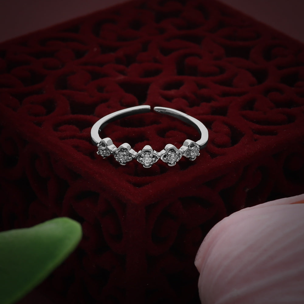 Silver Open Crystal Design Ring