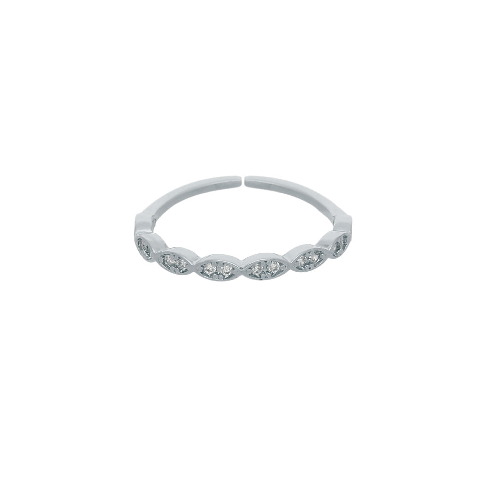 Silver Crystal Loop Design Ring