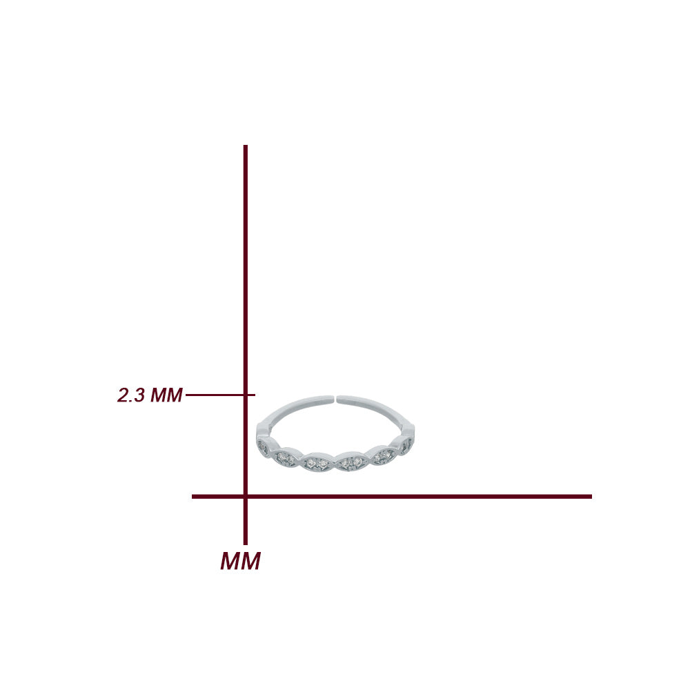 Silver Crystal Loop Design Ring