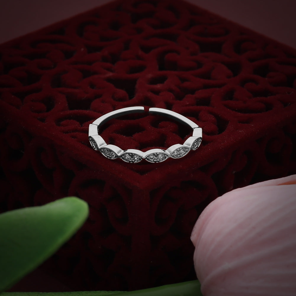 Silver Crystal Loop Design Ring