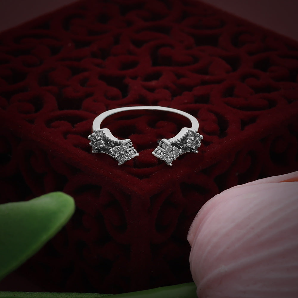 Silver Floral Accent Design Ring