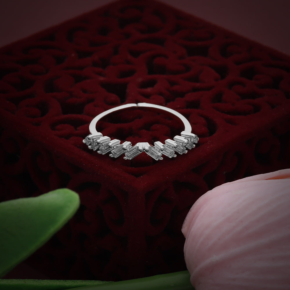 Silver Crystal Cluster Design Ring