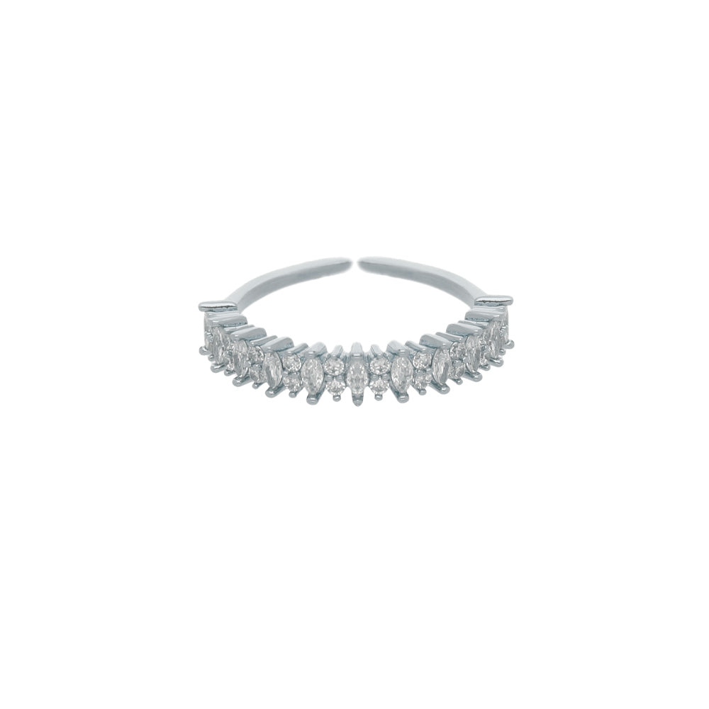 Silver Beaded Wave Design Ring