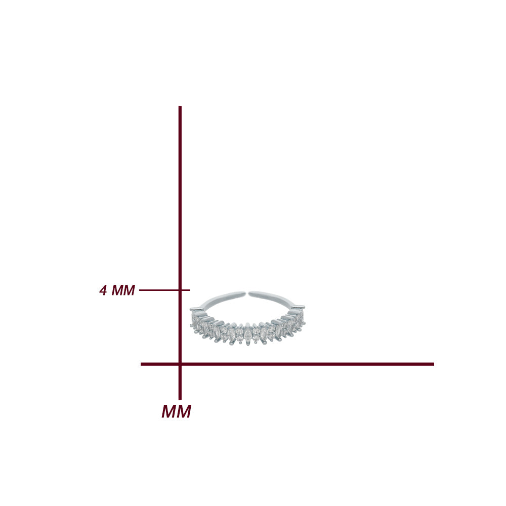 Silver Beaded Wave Design Ring