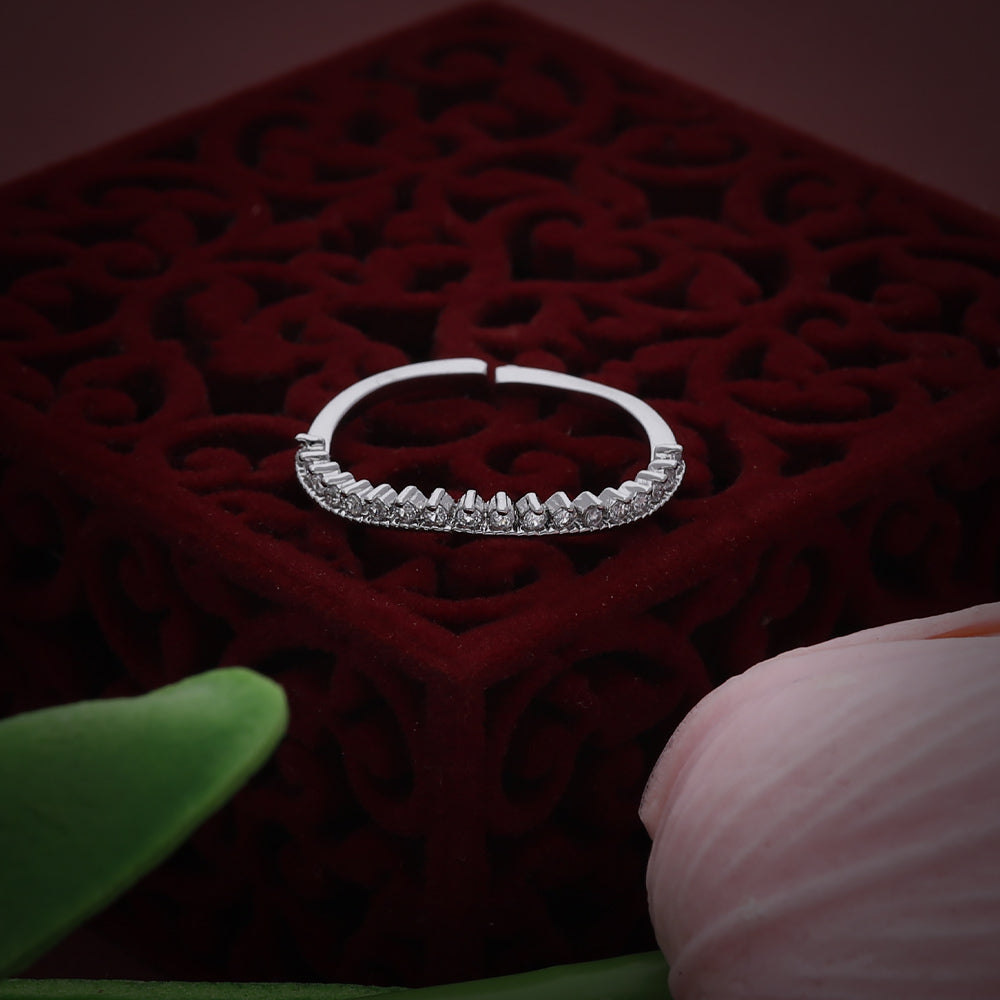 Silver Leaf Band Design Ring